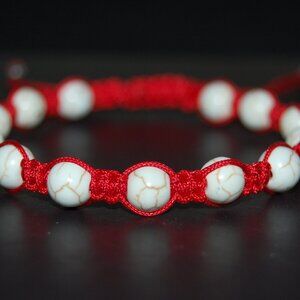 White Howlite Bracelet,Red String Shamballa Bracelet,Drawstring Bracelet